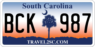 SC license plate BCK987