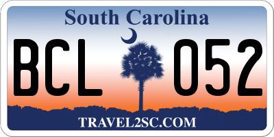 SC license plate BCL052