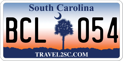 SC license plate BCL054