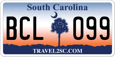 SC license plate BCL099