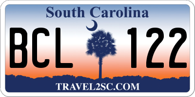 SC license plate BCL122