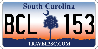 SC license plate BCL153