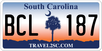 SC license plate BCL187