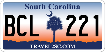 SC license plate BCL221