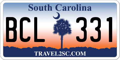 SC license plate BCL331