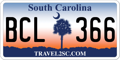 SC license plate BCL366