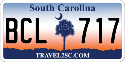 SC license plate BCL717