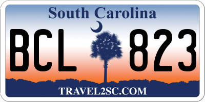 SC license plate BCL823