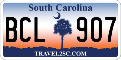 SC license plate BCL907
