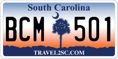 SC license plate BCM501