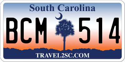 SC license plate BCM514