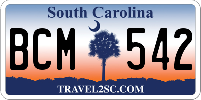 SC license plate BCM542