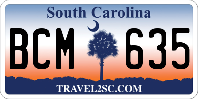 SC license plate BCM635
