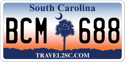 SC license plate BCM688