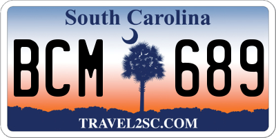 SC license plate BCM689