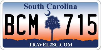 SC license plate BCM715