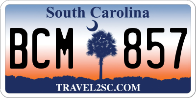 SC license plate BCM857