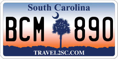 SC license plate BCM890