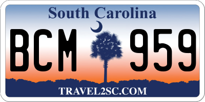 SC license plate BCM959
