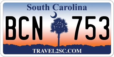 SC license plate BCN753