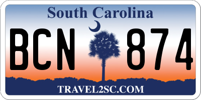 SC license plate BCN874