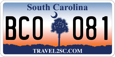 SC license plate BCO081