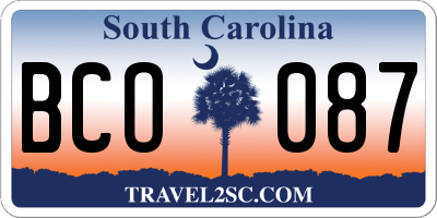 SC license plate BCO087
