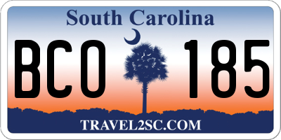 SC license plate BCO185