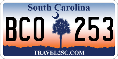 SC license plate BCO253