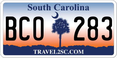 SC license plate BCO283
