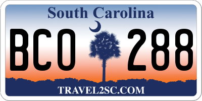 SC license plate BCO288