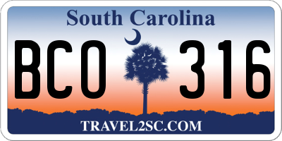 SC license plate BCO316