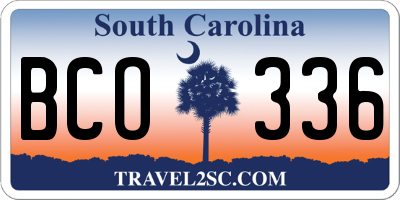 SC license plate BCO336