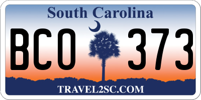 SC license plate BCO373