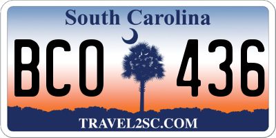 SC license plate BCO436