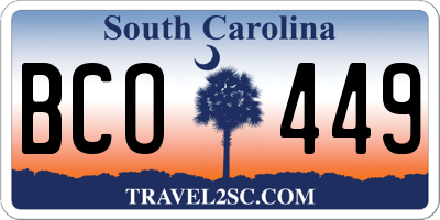 SC license plate BCO449