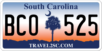 SC license plate BCO525