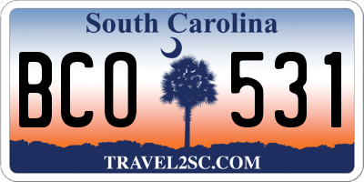 SC license plate BCO531