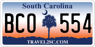 SC license plate BCO554