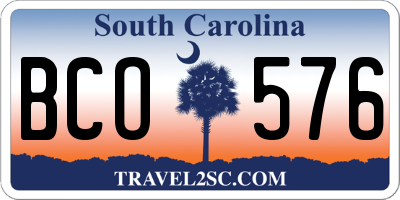 SC license plate BCO576