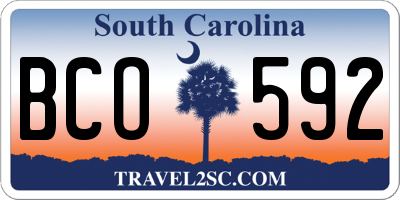 SC license plate BCO592