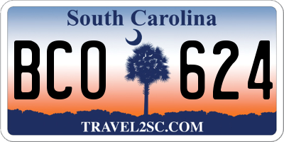 SC license plate BCO624