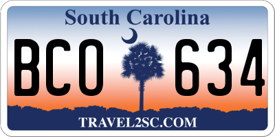 SC license plate BCO634