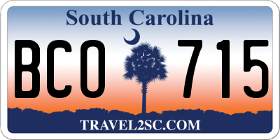 SC license plate BCO715
