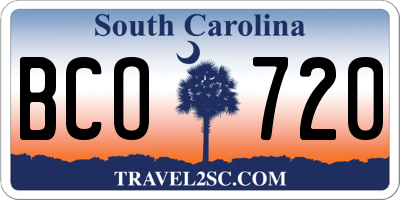 SC license plate BCO720