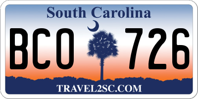 SC license plate BCO726