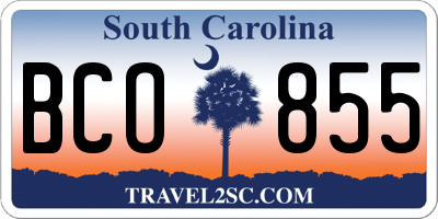 SC license plate BCO855