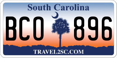 SC license plate BCO896