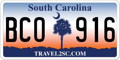 SC license plate BCO916