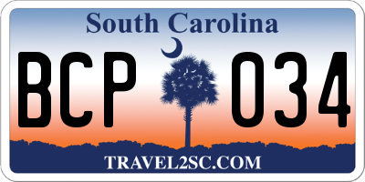 SC license plate BCP034